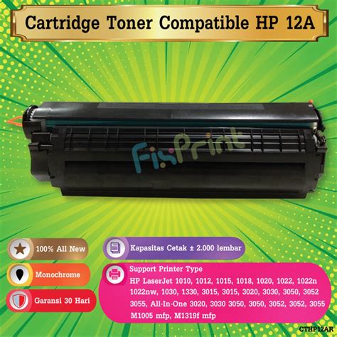 Use only a grounded electrical outlet when connecting the hp laserjet 1010 series printer or hp laserjet 1020 printer to a power source. Jual Toner Cartridge Compatible HP 12A Q2612A Refill ...