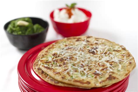 Four Cheese Paratha Flatbread With Cheese And Greens Stuffing Swati