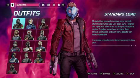 Guardians Of The Galaxy Check Out All The Unlockable Outfits