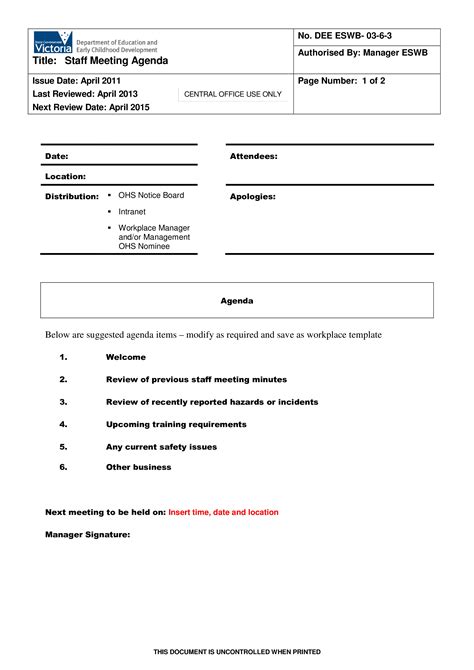 Formal Staff Meeting Agenda - How to create a Formal Staff Meeting Agenda? Download this F ...
