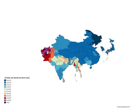 South And East Asia Fertility Rate Comparison [3840x6550] Mapporn