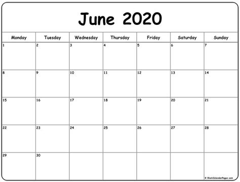 June 2020 Calendar Free Printable Calendar Monthly Calendar