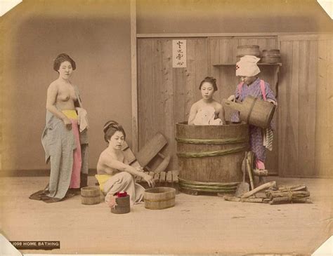 Album Two Albumen Photographs 63 Large Format Meiji Japan Bagno
