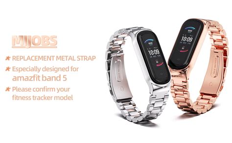 Mijobs Strap For Amazfit Band 5 Metal Replacement Strap