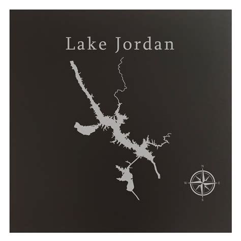 Lake Jordan Map 12x12 Black Metal Wall Art Office Decor T Engraved
