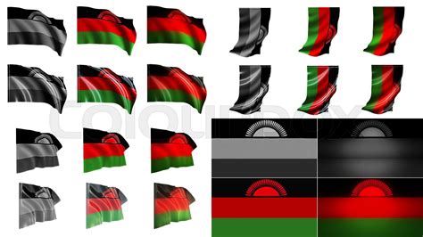 Malawi Flags Waving Styles Small Size Set Stock Image Colourbox
