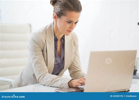 Business Woman Working On Laptop In Office Stock Photo Image Of