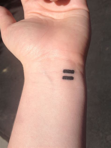 Equal Sign Tattoo On Wrist Feminist Tattoo Discreet Tattoos Equality Tattoos