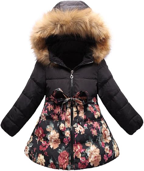 Ecollection® Girls Kids Padded Winter Coat Flower Hooded Jacket Tag