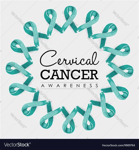 Cervical Cancer Awareness Ribbon Design With Text Vector Image