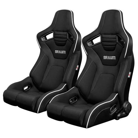 Braum Racing Elite R Series Racing Seats Black Cloth And White Piping