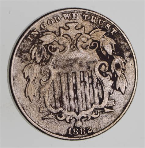 First Us Nickel 1882 Shield Nickel Us Type Coin Over 100 Years