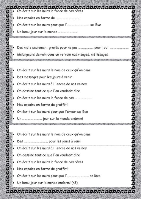 On écrit Sur Les Murs Interactive Worksheet