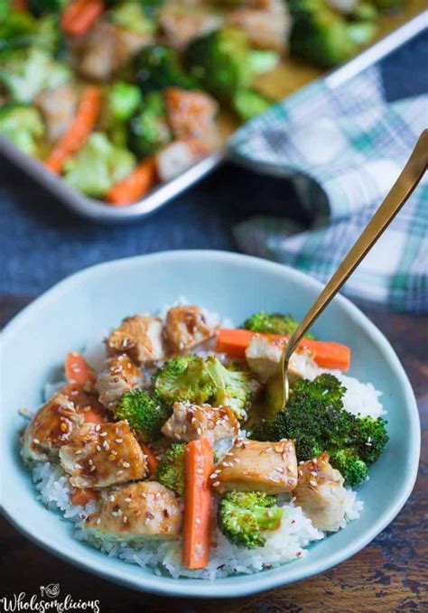 Stir together oil, soy sauce, and gochujang in a bowl. Sheet Pan Honey Garlic Sesame Chicken and Broccoli ...
