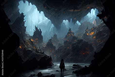 Dark Amber Caves Concept Art Illustration Dungeons And Dragons Fantasy