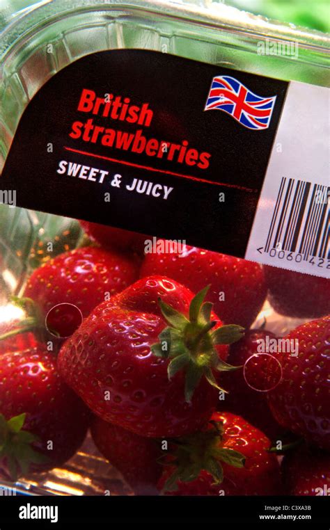 Strawberries British Plastic Container Fresh Sweet And Juicy