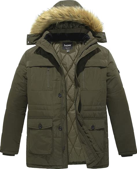 Soularge Mens Big And Tall Winter Thicken Cotton Quilted Coat With