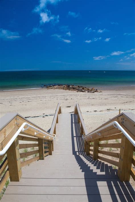 Famous Town Neck Beach Boardwalk In Sandwich Massachusetts Usa Stock