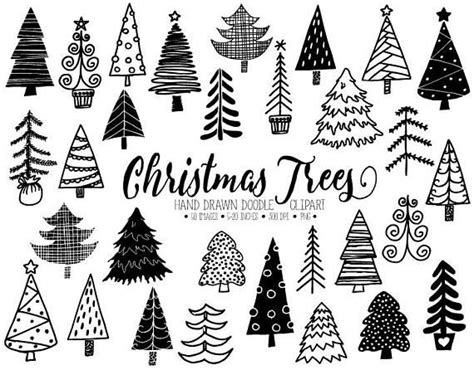 The Cutest Hand Drawn Christmas Tree Clipart Set Includes 50 Charming
