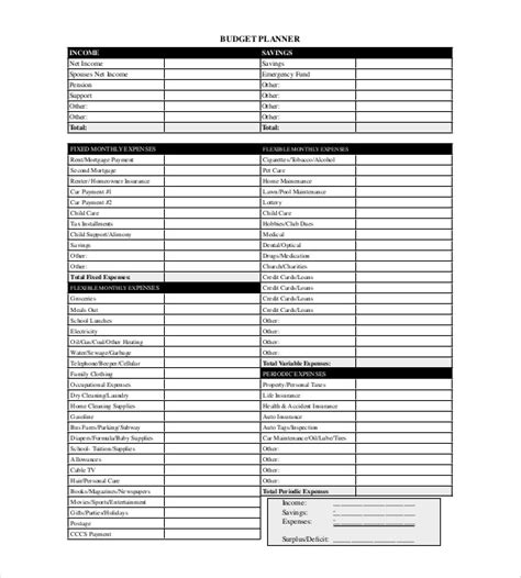 budget planner template   word excel