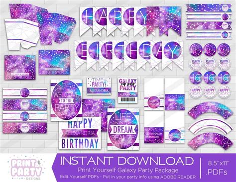 Printable Galaxy Birthday Party Decorations Teen Galaxy Birthday Party
