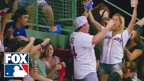 Red Sox Fan Pours Beer On Himself After Catching Foul Ball YouTube