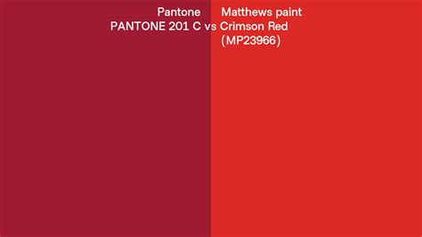 Pantone 201 C Vs Matthews Paint Crimson Red Mp23966 Side By Side