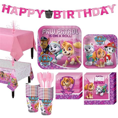 Pink Paw Patrol Tableware Party Kit For 16 Guests Party City Paw