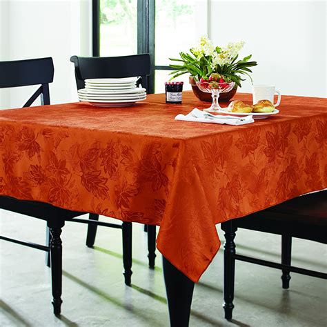 Essential Home 60x120oblong Damask Tablecloth Spice Autumn Leaves