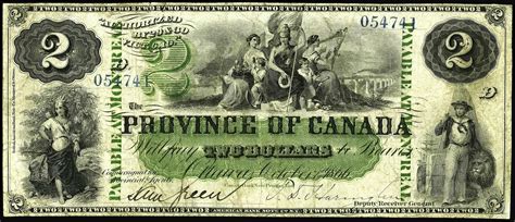 Province Of Canada 2 Dollar Bill 1866world Banknotes And Coins Pictures