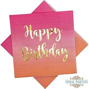 Amazon Com 100 Count Happy Birthday Napkins 3 Ply Pink Ombre Luncheon