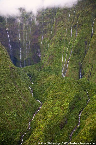 Aerial Of Waterfalls On Mt Waialeale This Spot Is Often