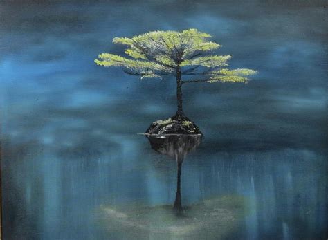 Blue Tree Painting By David Atkinson Fine Art America