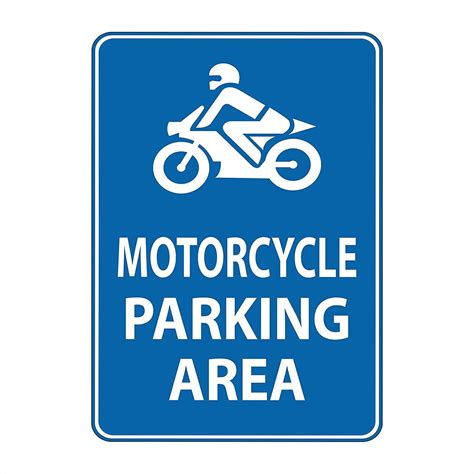 Motorcycle Parking Area Sign With Symbol Metal Safety Rust Free Uv