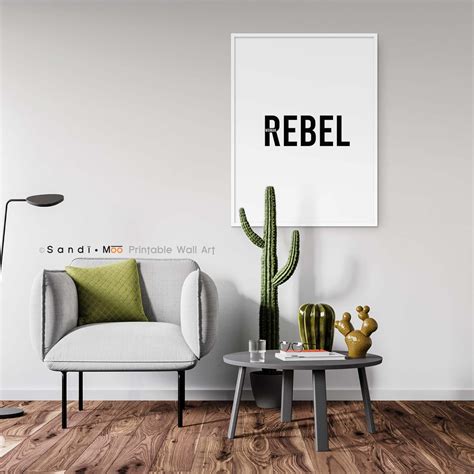 Rebel Woman Printable Wall Art Minimalist Typography Instant Download
