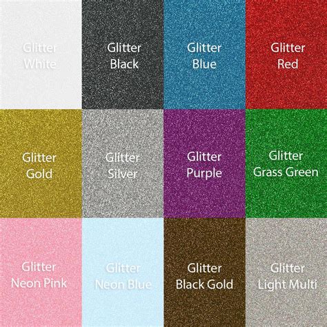 Siser Glitter Heat Transfer Vinyl 10 X 12 Sheets 12 Pack Top