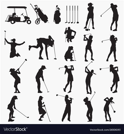 Golfer Woman Silhouettes Royalty Free Vector Image