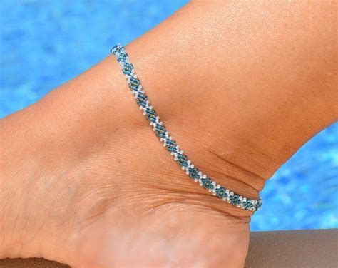 ankle bracelet turquoise beaded anklet ladder chain ankle etsy ankle bracelets beaded