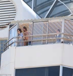 Miley Cyrus With Shirtless Mates Gearing Up For Farewell Show Of Her Bangerz Tour Daily Mail