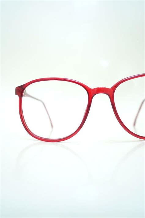 1980s Cherry Red Eyeglasses Round Bright Red Glasses Etsy Red Eyeglasses Round Sunglasses
