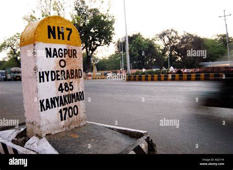 Milestone Showing Zero Mile On The National Highway 7 Which Is The
