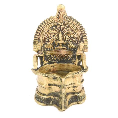 Brass Kamakshi Religious Hindu Goddess Laxmi Diwali Puja Temple Diya