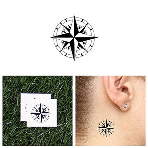 Tattify Nautical Compass Temporary Tattoo North Star Set Of 2