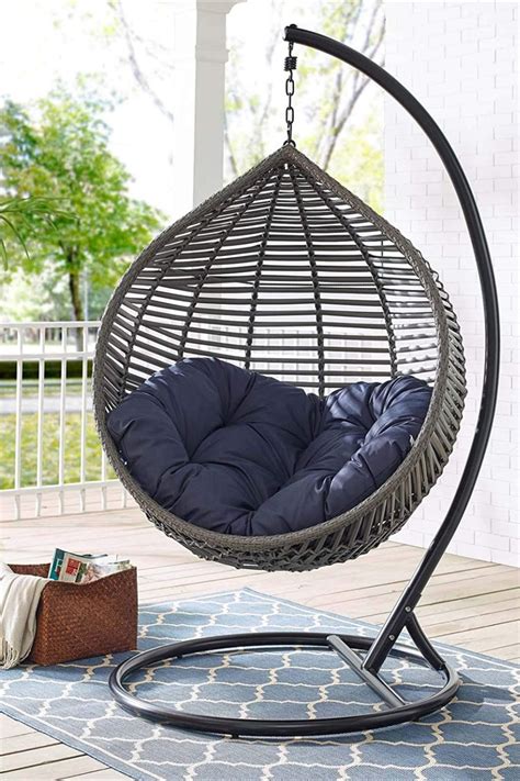 Teardrop Hanging Chair With Stand This Luxury Outdoor Wicker Hanging