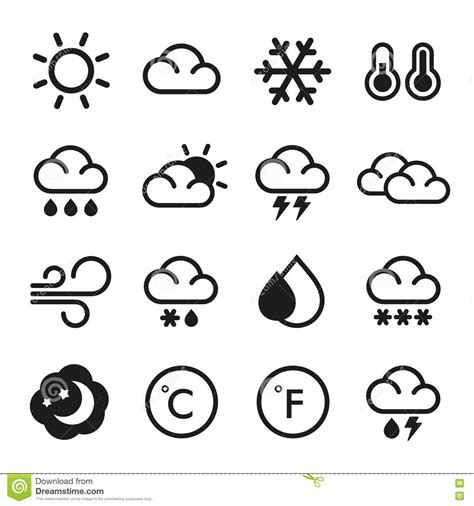 Weather Icons With White Background Stock Vector Illustration Of