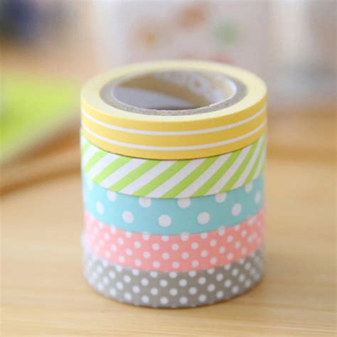 5pcs set rolls sticky paper washi masking tape colorful self adhesive crafts diy in party diy
