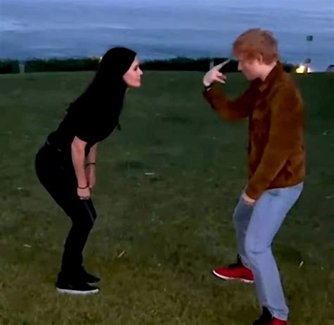courteney cox and ed sheeran recreate monica and ross epic dance routine from friends