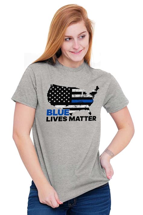 Blue Lives Matter Support Thin Line Police Womens Or Mens Crewneck T