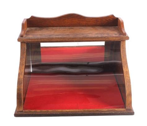 Antique Curved Glass Oak Countertop Display Case