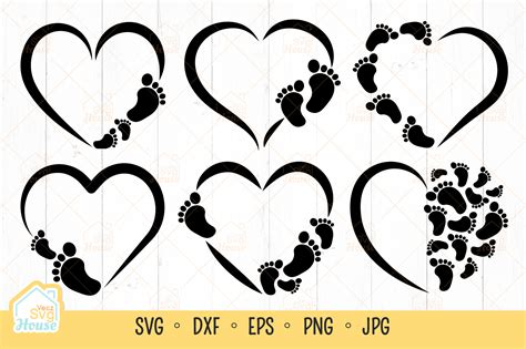 Baby Feet Foot Print Heart Frame Svg Graphic By Veczsvghouse · Creative